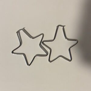 Silver Star Hoop Earrings